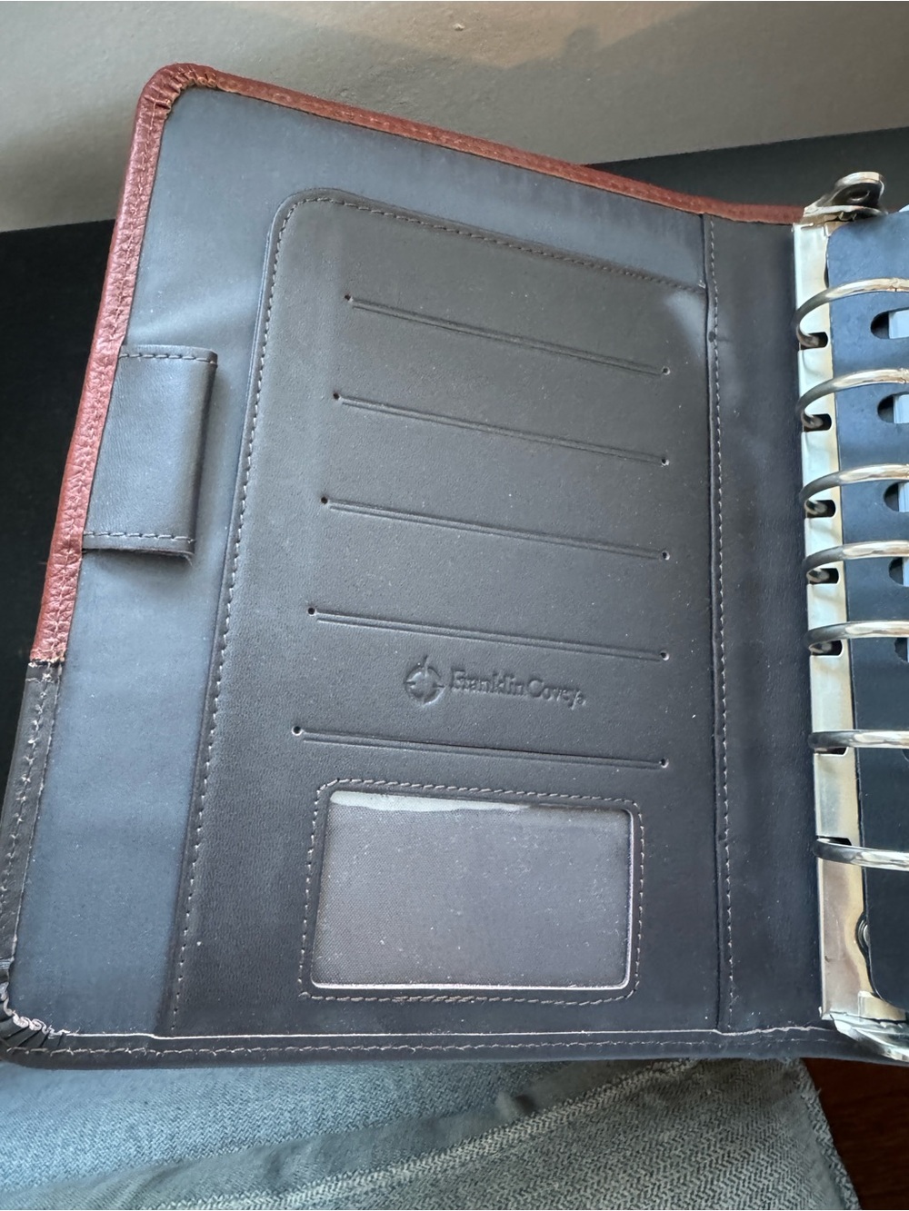 Franklin Covey Two-Tone Leather Portfolio - Chestnut and Dark Brown - Picture 4 of 5